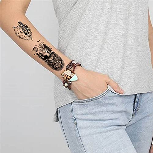 20 Sheets Large Eagle Wolf Temporary Tattoos For Men Women, Realistic Eagle Wolf Temporary Tattoo Stickers For Adults 3D Fake Wolves Owl Animals Tatoos #TOP5