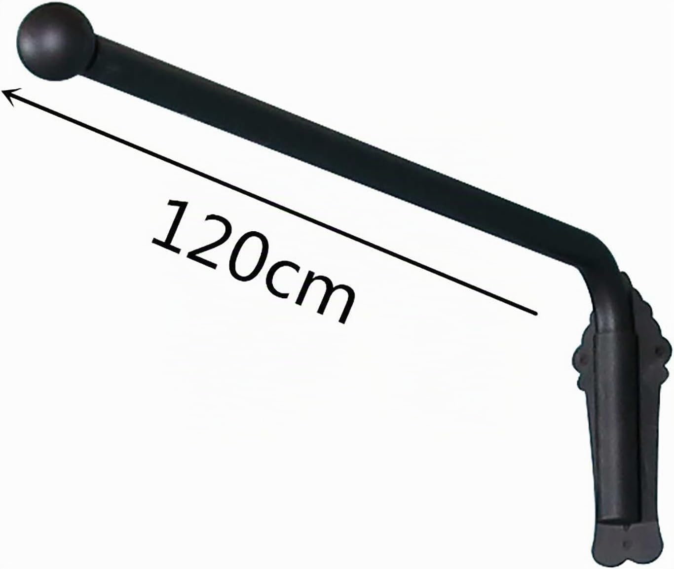Barra de cortina con brazo giratorio pesado con topes, 40 kg de metal, 25 mm de diámetro, barra de cortina para cocina, cuarto de baño