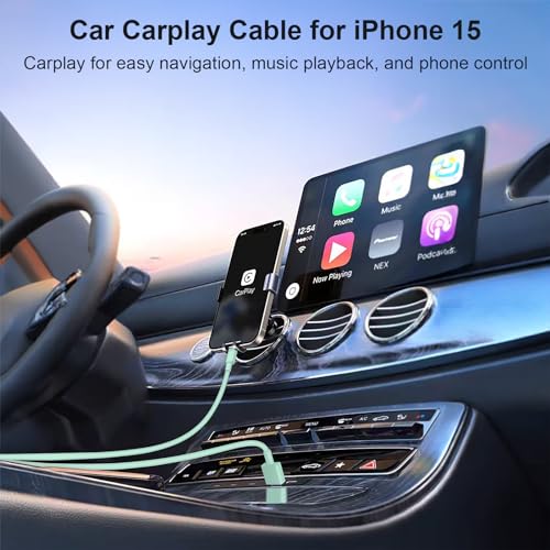 Image of USB to USB C Cable for iPhone 17 16 Type C Carplay 2Pack 10FT Cable Green