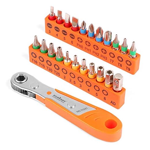 SEDY 23-Pieces 1/4" Mini Ratchet Wrench and Bit Set, S2 Screwdriver Bits with 1/4-Inch Drive High Torque Offset Reversible Mini Ratcheting Offset Screwdriver, Pocket Size Close Quarters
