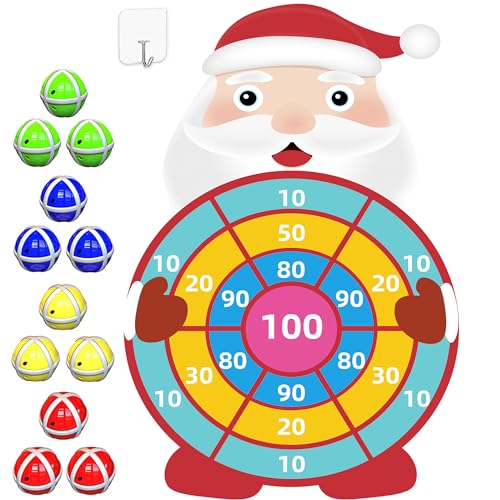30” Christmas Games Toys Gifts for Kids, Large Santa Claus Dart Board Game, Christmas Party Supplies Indoor Outdoor Decor, Xmas Birthday Gifts for Boys Girls, Kids Party Favors Stocking Stuffers