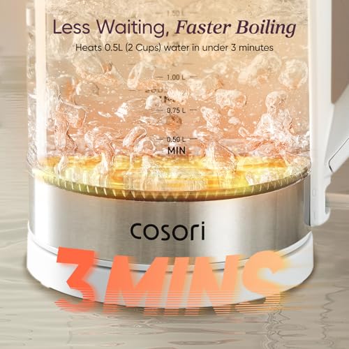 Image of Cosori Electric Kettle, No Plastic Contact with Water, 1.7L, White