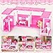 Toylink Pink Doll House for Girls, 3-Story Villa Playset with Light, 3 Dolls, Pool & Slide, Dollhouse Furniture and Accessories, Pretend Play Toddler Toys Birthday Gifts for Kids 3 4 5 6 7 8