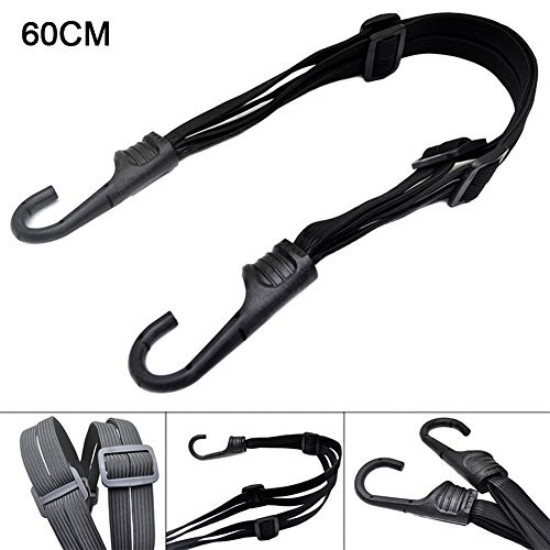 Cuerda elástica para equipaje con ganchos, cuerda elástica para coche o bicicleta, accesorio de conducción, As Picture Show, 60 cm