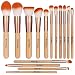 BS-MALL Makeup Brush Set 15 Pcs Wooden Eyeshadow Lip Foundation Makeup Brush Set