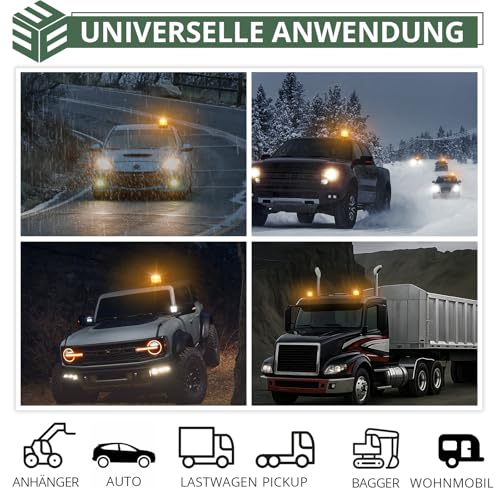EYPINS Rundumleuchte Akku mit Fernbedienung, 12V 24V Magnet-Warnleuchte, 6 Blitzmuster aufladbare LED Warnlicht Blinkleuchte für Traktor, Auto Rundumleuchte fürs Traktor KFZ LKW| Gelbe
