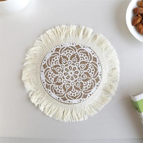 Sets de table tressés de 19 cm de diamètre en coton fin pour réceptions