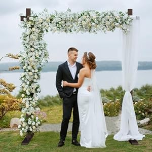 Chamvis 7.48FT Wooden Wedding Arch Frame, Wood Square Arch Backdrop Stand Wedding Arbor for Ceremony and Outdoor Lawn Decorations Chamvis 748FT Wooden Wedding Arch Frame Wood Square Arch Backdrop Stand Wedding Arbor for Ceremony and Outdoor Lawn Decorations