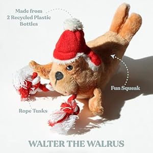 Holiday Collection Dog Toys | Small Sized Santa - Walter The Walrus | Cute, Durable, & Sustainable Plush Chew Toys for Dogs | Christmas Stocking Stuffer Gift Holiday Collection Dog Toys Small Sized Santa Walter The Walrus Cute Durable Sustainable Plush Chew Toys for Dogs Christmas Stocking Stuffer Gift