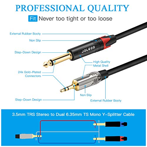 Cable JOLGOO 3.5 mm TRS a Dual 1/4" TS Stereo 2m miniatura 4