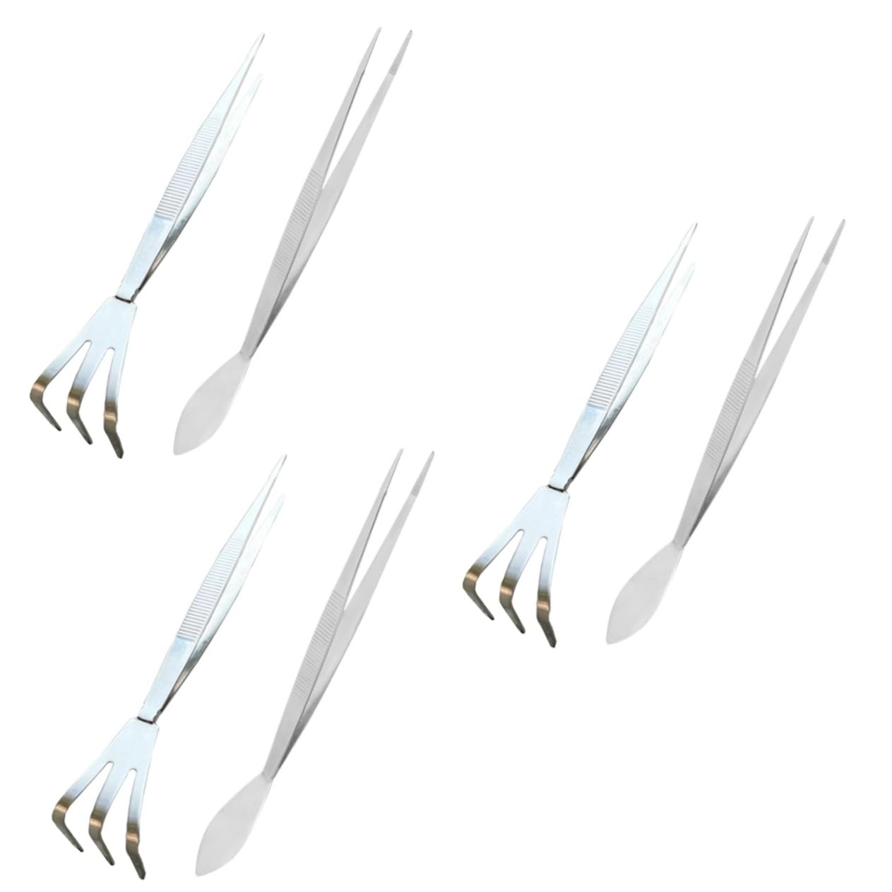 UPKOCH 3 Set Strumento Per Bonsai Concavo Spatola Strumento Pinzette Per Bonsai Pinzetta Albero Bonsai Pinzette Per Terrario Rastrello Per Bonsai Acciaio Inossidabile Argento 2 Pezzi*3
