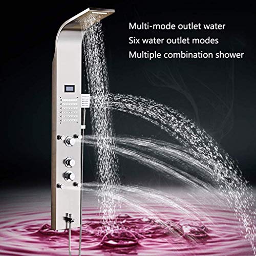 Sistema de ducha thermostático MObyat con cascada, lluvia y jets de masaje, panel de ducha negro, 7 funciones miniatura 3