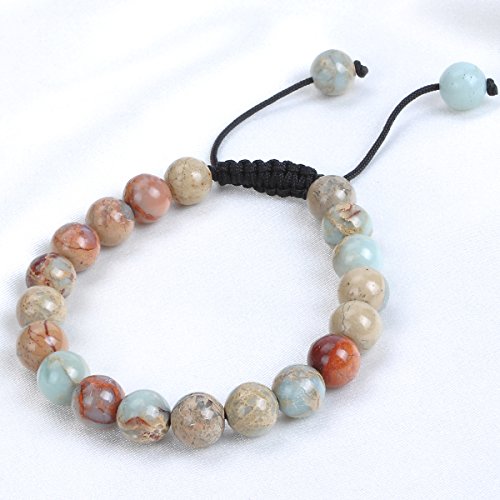 Image of Massive Beads Natural Healing Power Gemstone Crystal Beads Unisex Adjustable Macrame Bracelets 8mm