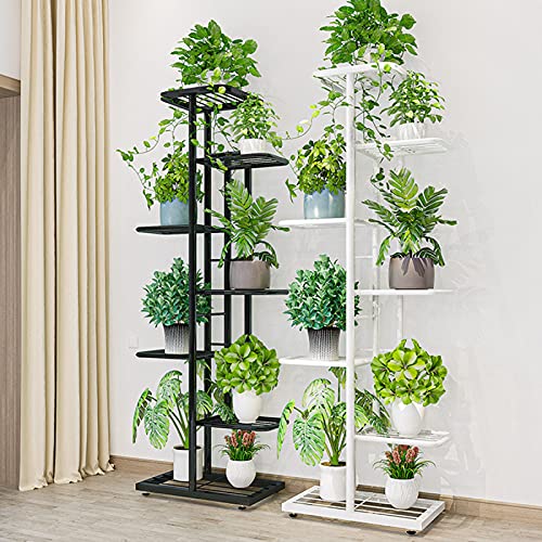 Scaffale verticale per piante a più livelli in metallo robusto con supporto per vasi da fiori e scaffale per riporre vasi per interni ed esterni, giardino, balcone, patio, vaso per piante in vaso