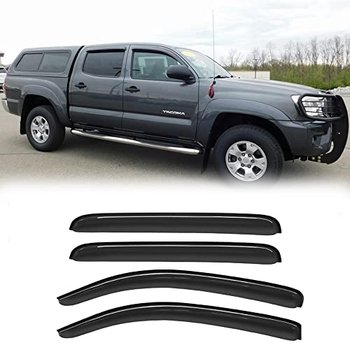 STARTSHIP 94056 Side Window Wind Deflector,4pc Outside Mount Style Shade Sun Rain Guards Set,Nice Window Visor fit for 2005-2015 Toyota Tacoma Double/Crew Cab with 4 Full Size Doors