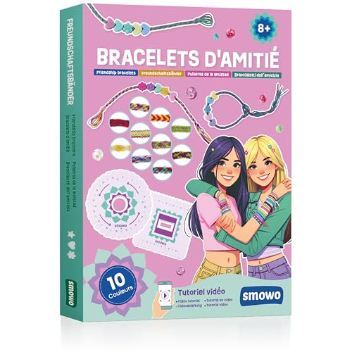 Smowo® Kit de Bracelet Brésilien Enfant - Bracelets d'amitié pour Filles, Idéal pour Jeux et Activités avec Instructions et Vidéo d'Instructions