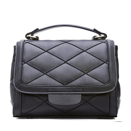 Sac messenger noir au motif rhombique élégant avec bandoulière confort