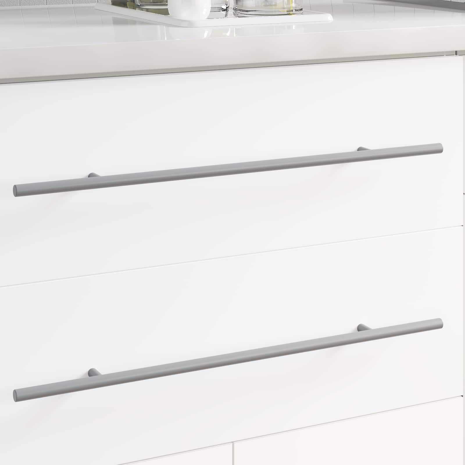 Griff aus Stahl Silber 500 mm 12 Stück, Möbelgriff für Schrank, Küchengriff, Schubladengriff, Türgriff, Kommodengriff, vielseitig für Küche, Bad, Wohnzimmer, Flur, Garderobe, Sideboard