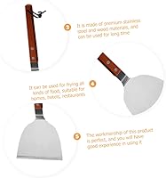 Vista 6 de Mango de madera Filete de cocina Espátula de acero inoxidable Turner Grill Herramienta de corte