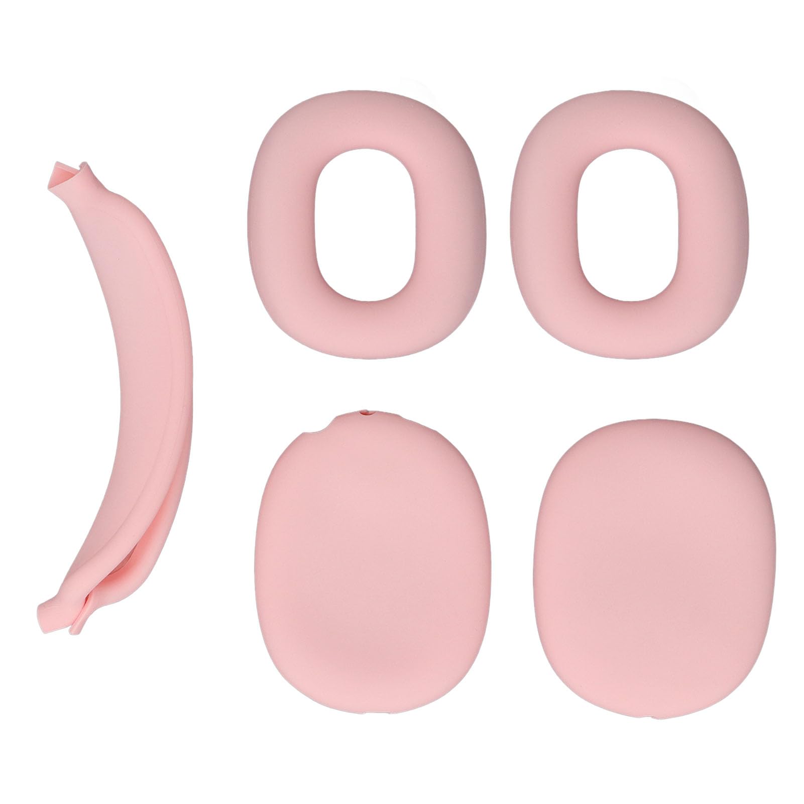 Custodia Rigida per Cuffie con Rivestimento in Silicone per Cuscinetti, Custodia Protettiva 3 in 1 per Cuffie USB C con Tasca per Caricatore (Rosa chiaro)