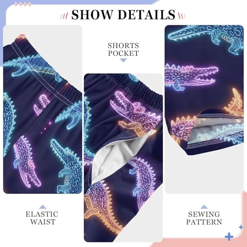 ALAZA Alligator Neon Pajama Lounge Pants Long Sleep Pajama Bottoms with Pockets4