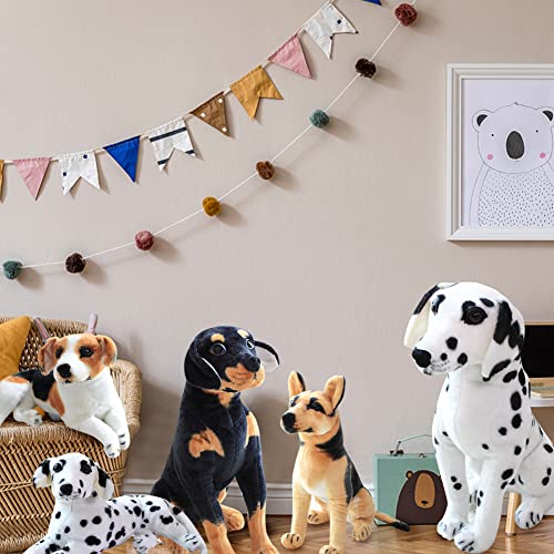 Hund Plüschtier 50CM Hunde Kuscheltier für Kinder,Plüschhund Liegend -Stofftier Hund Lebensecht Weiß Braun Welpen Hund Tier Plüsch Puppe Hund Kissen Plüschtier Spielzeug für Kinder Jungen Mädchen