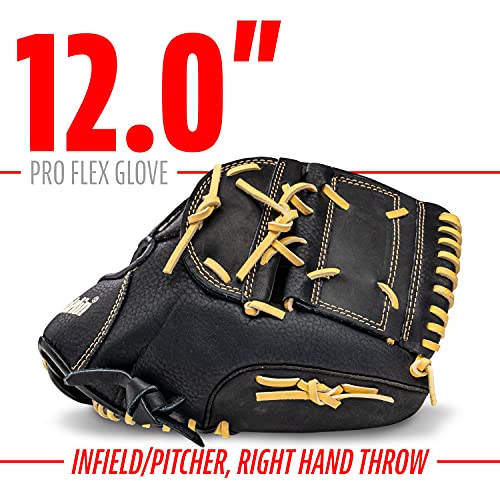 Franklin Sports Pro Flex Right Hand Throw Glove, 12-Inch, Black/Brown - image 3