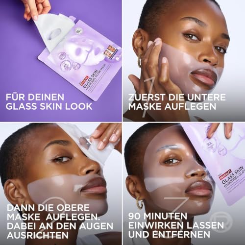 L'Oréal Paris Glass Skin Hydrogel 4er Maskenbox, für aufgepolsterte & glowy Haut, feuchtigkeitsspendend & glättend, [mit Hyaluronsäure]… – Ansicht 4