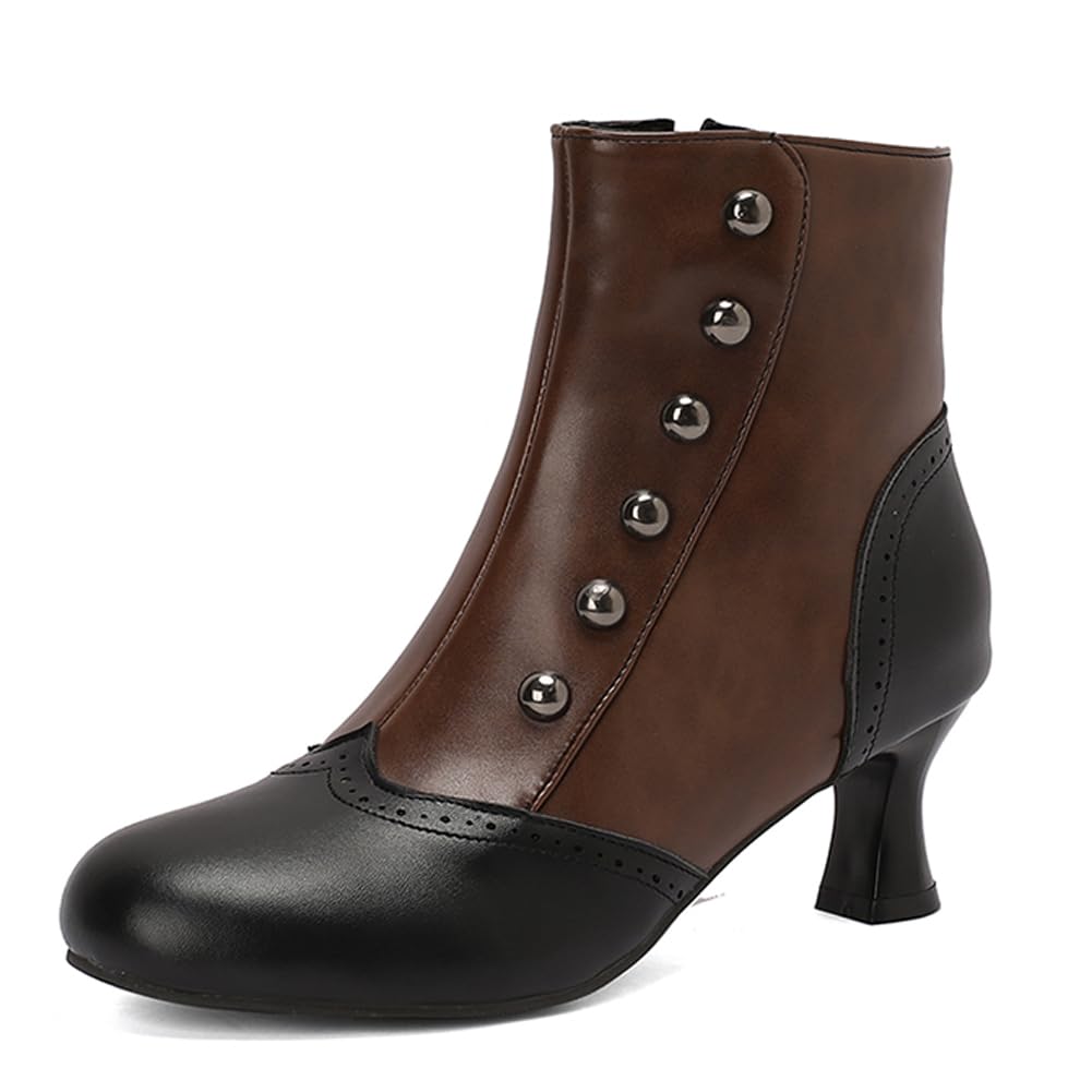 Bottines de style victorien aux finitions dentelées de qualité supérieure marron - 6