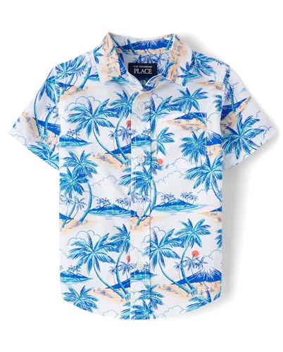 The Children's Place Boys' and Toddler Poplin Short Sleeve Button Down Shirt