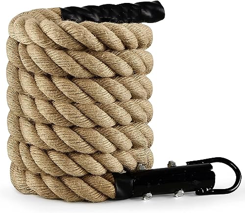 Image of UPHILL Sporting Jute Climbing Rope 15 ft 36 mm Thickness | Iron Handle u Shape joot Climbing Rope