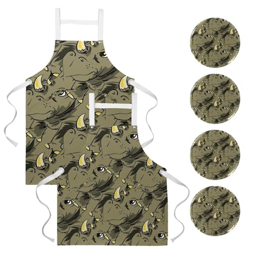 Lot de 2 tabliers de cuisine avec 4 broches et imprimé ethnique multicolore
