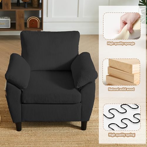 Image of 3 Pieces Corduroy Sofa Set for Living Room with Sofa, Storage Ottoman and Single Chair