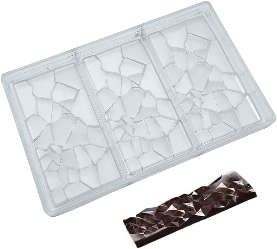 TOMVAES Chocolate Bar Mold, Polycarbonate Chocolate Mold, Sweet Candy DIY Mold with Food Contact Materials, Handmade Baking Pastry Tools for Hard Candy, Chocolate, Gummy, Caramel 24.5 * 8.6 * 2.4cm
