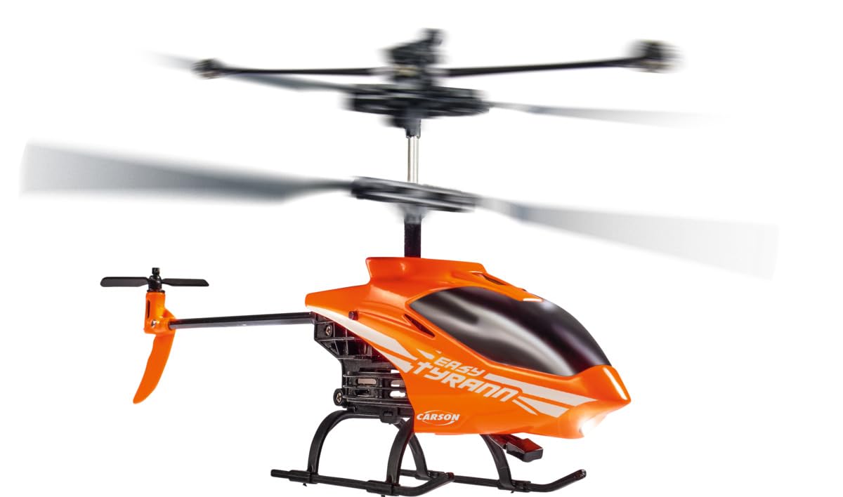 Carson 500507155 Nano Tyrann 230 Gyro IR 2CH - 100% prêt à Voler, hélicoptère télécommandé, hélicoptère RC, avec Piles et télécommande Orange