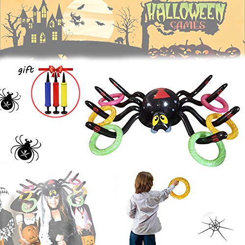 Antrixer Halloween Inflatable Ring Toss Party Game Set Spider Pool Ring Toss Game Spider Floating Swimming Pool Spider Toss Game Halloween Party Favor Outdoor Indoor Ring Toss Game