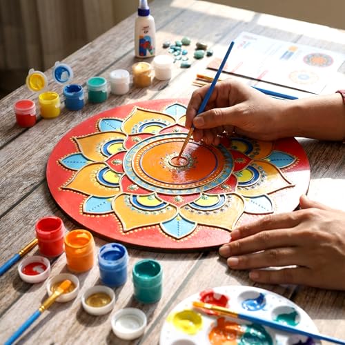 Image of HOBBY INDIA Mandala Art Kit for Adults | DIY Mandala Painting Kit Set of 6 | Unique Art and Craft Kit Gift | Perfect Mandala Art for Decoration | 10+ Years