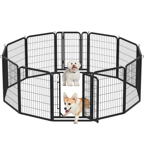 Yaheetech Recinto per Cani 12 pz 65 x 80 cm Cuccioli Conigli Gatti Animali Domestici da Interno e Esterno Giardino Rete Recinzione Ferro