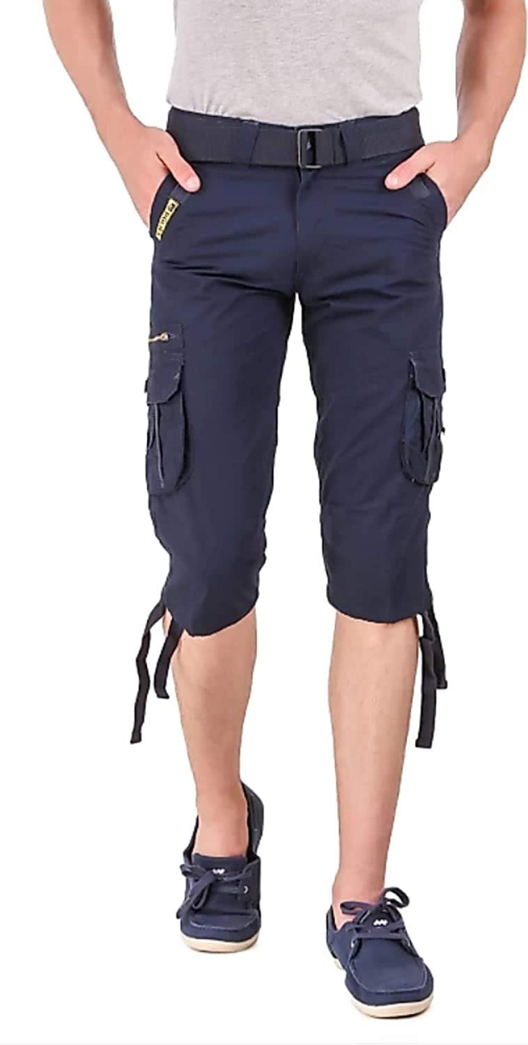 v3e Stylish and Trendy Cotton Cargo 6 Pockets 3/4 Capry for Men's & Boy's (Brown)-picture-17