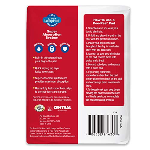 Image of Four Paws Pet Select Pee-Pee Pads for Dogs and Puppies, 30 Count