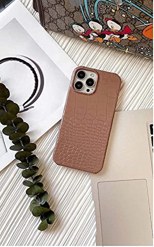 Coque iPhone 13 Pro antichoc respirante et protectrice en cuir crocodile café