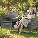 UDPATIO Gartenbank Wetterfest 2-Sitzer mit Integriertem Tisch, Polyrattan Sitzbank mit Stauraum, BalkonBank Sitzgruppe Outdoor Gatten, Grau