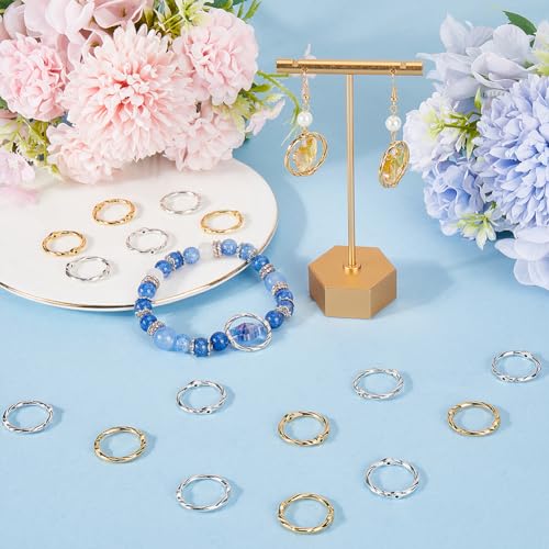 SUNNYCLUE 1 BOX 80PCS 20mm Alloy Circle Bead Frame Spacer Beads Silver Gold Double Hole Round Link Ring Bezel Hollow Connector Frames Bead for Jewellery Making Beading Accessories Diy Earrings Craft - Image 4