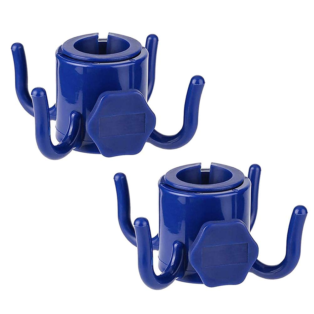 WINBST Ganchos para colgar paraguas de playa, 2 unidades, de plástico, con 4 pines, para toallas, sombreros, gafas de sol, playa, viajes, accesorios (azul)