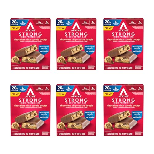 Atkins Strong Chocolate Chip Cookie Dough High Protein Bars, 20g