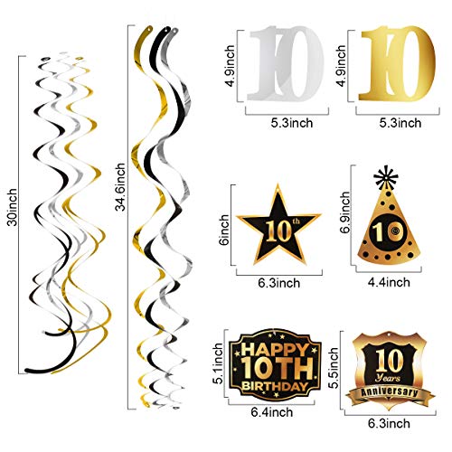 image for LeeSky Black Happy Birthday Bunting Banner With Shiny Gold Letters and