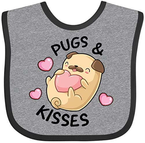 inktastic Valentines Day Pugs & Kisses with Hearts Baby Bib