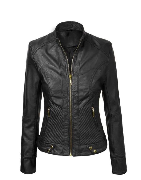 natural leather Black Women's Genuine Leather Moto Biker Jacket with pockets (ZL_JK_56_Black, Sizes :- S to 2XL)-picture-24