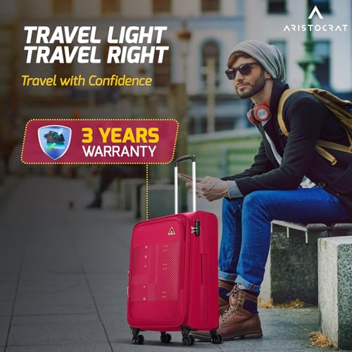 Image of Aristocrat Duralite Cabin Trolley Bag, 55Cm | Combination Lock | 8 Wheels | 3 Years International Warranty | Red