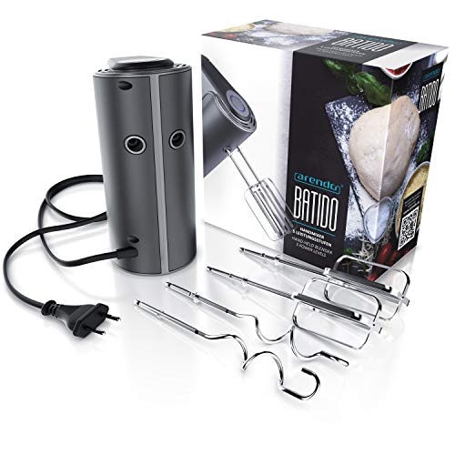 Foto von Arendo - Elektrischer Handmixer – Handrührer - Mixer Handrührgerät – Hakenentriegelung – Rührgerät mit Turbotaste - Küchenmixer 5 Geschwindigkeiten - Rührmixer Edelstahl